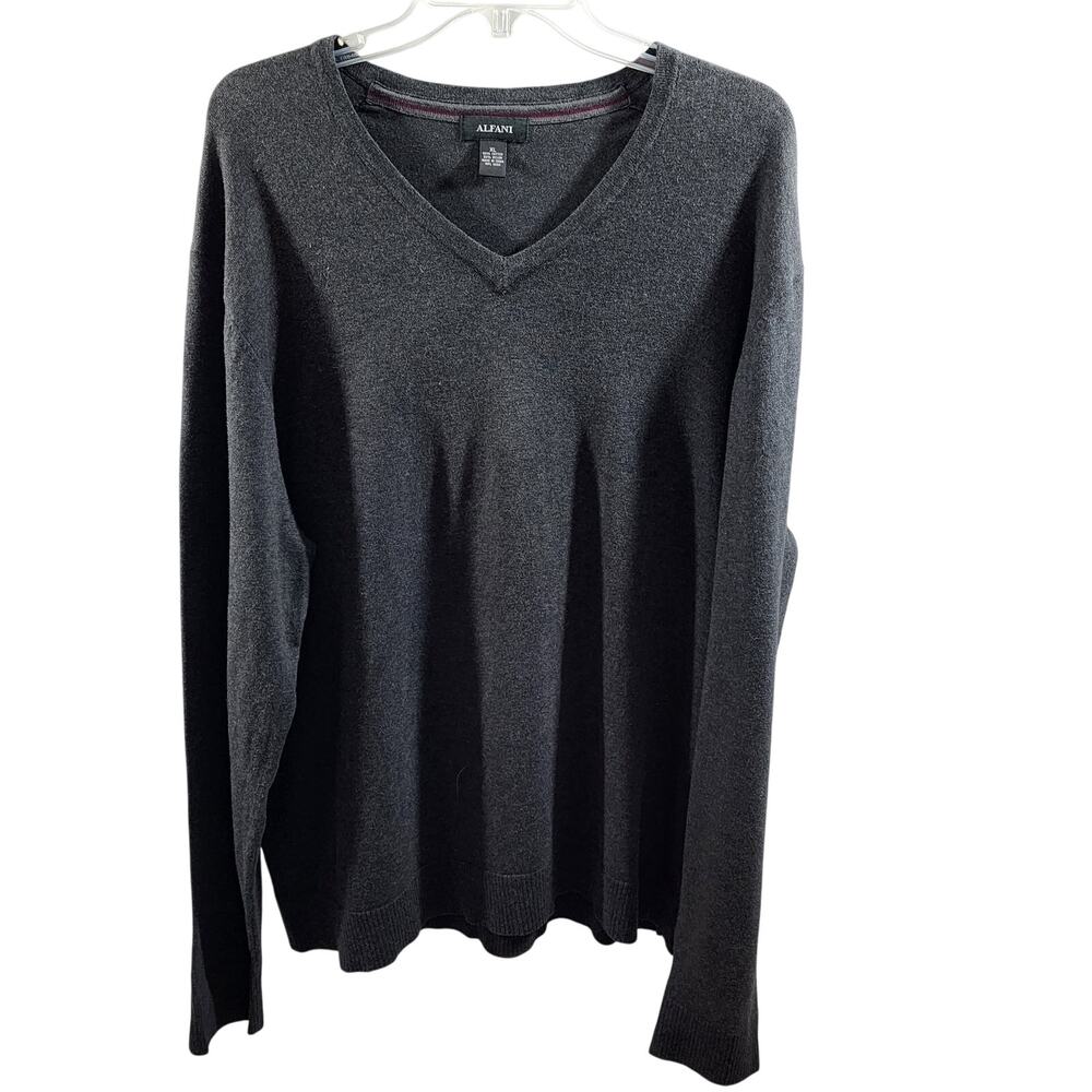 Alfani XL Charcoal Gray V-Neck Long Sleeve Light Weight Pull Over Sweater